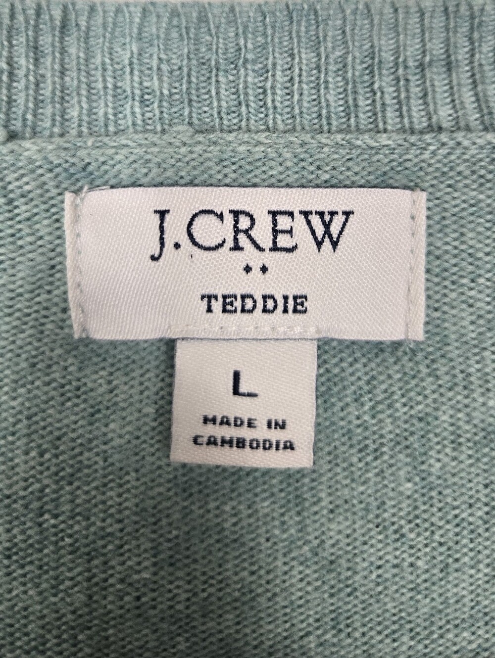 J.Crew Teddie Merino Wool Blend Sweater Mint Green Crewneck Size Large - Picture 10 of 11